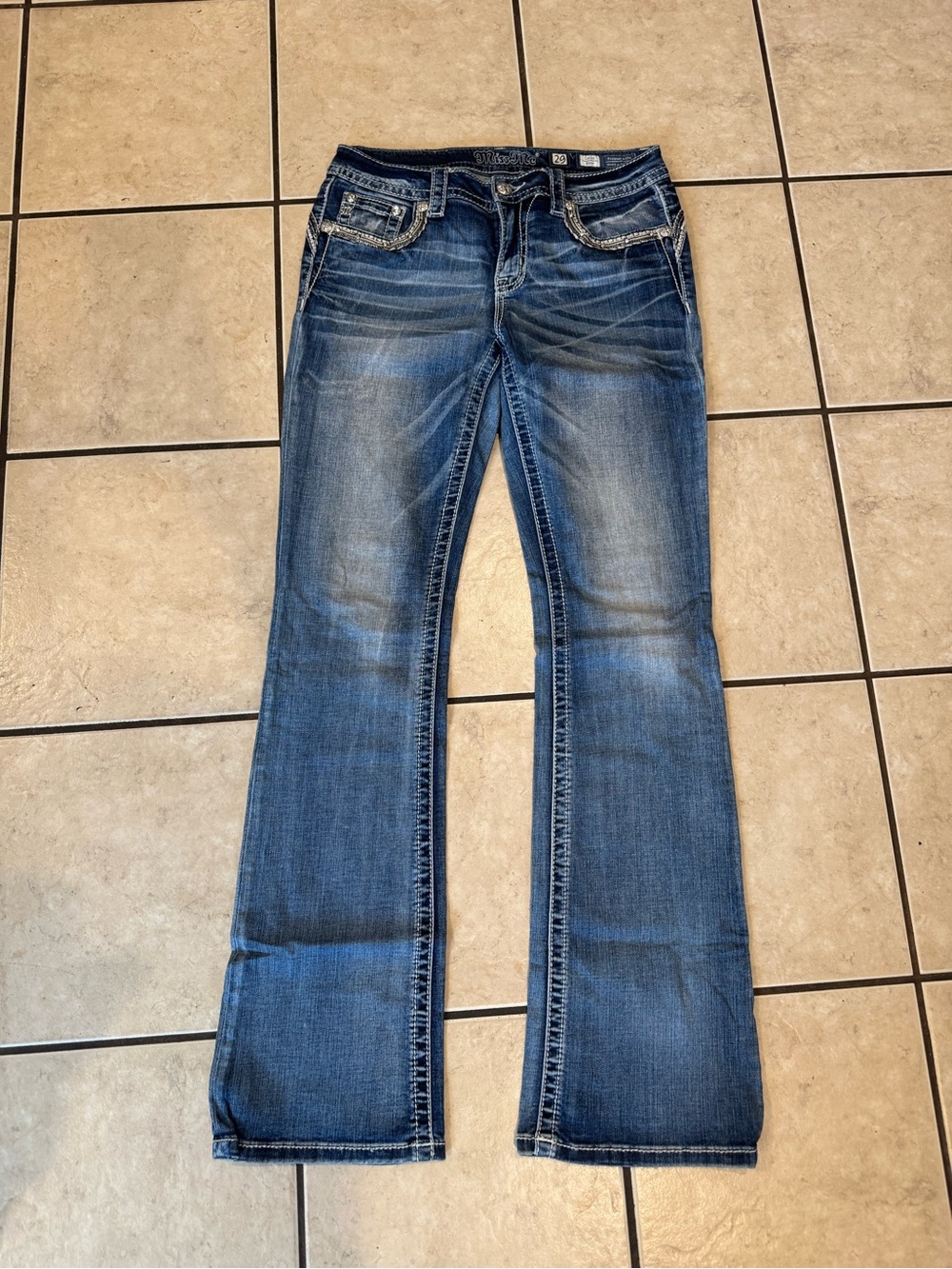 Miss Me Medium Blue Flare Jeans with Fading